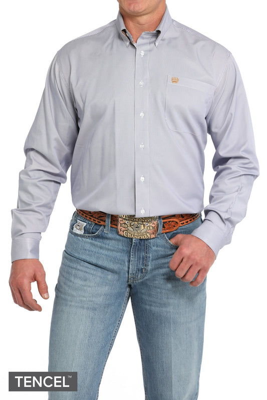 Cinch Men's Purple/White Stripe Print Button-Down Western Shirt