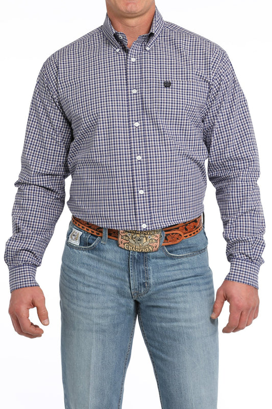 Cinch Men's Purple Plaid Button-Down Western Shirt