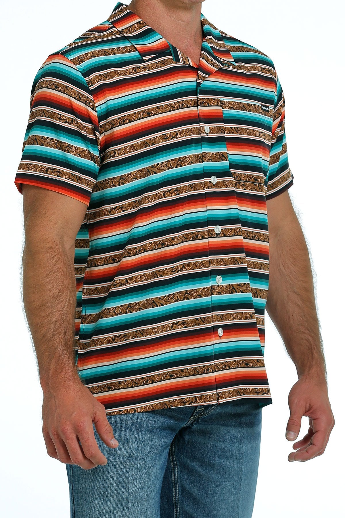 Cinch Men's Serape Stripe Short Sleeve Camp Shirt