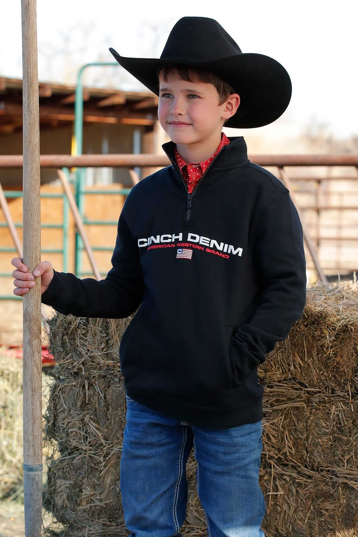 Cinch Boy's Black 1/4 Zip Pullover