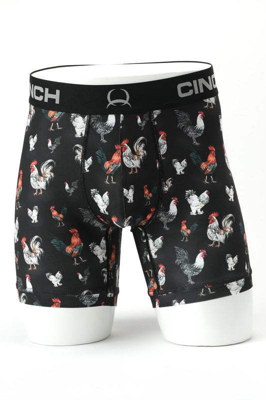 Cinch Men's 6" Rooster Black Boxer Brief