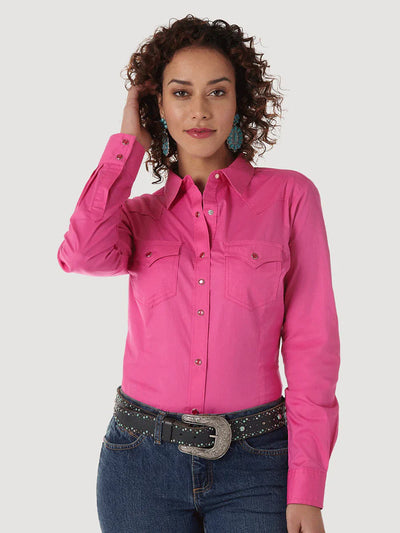 Wrangler Women's Long Sleeve Solid Shirt