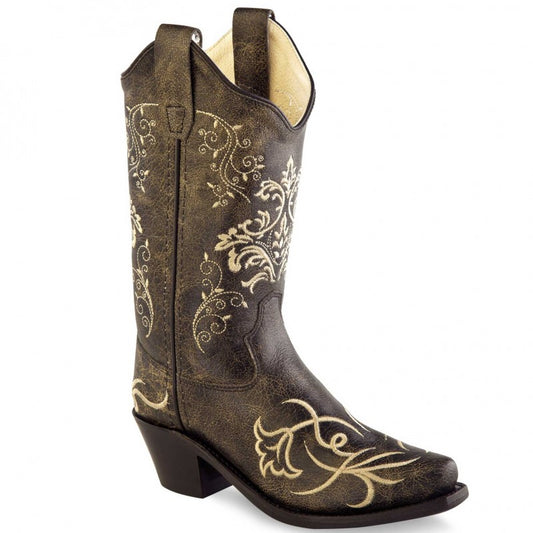 Old West Big Kid's Embroidered Snip Toe Boots