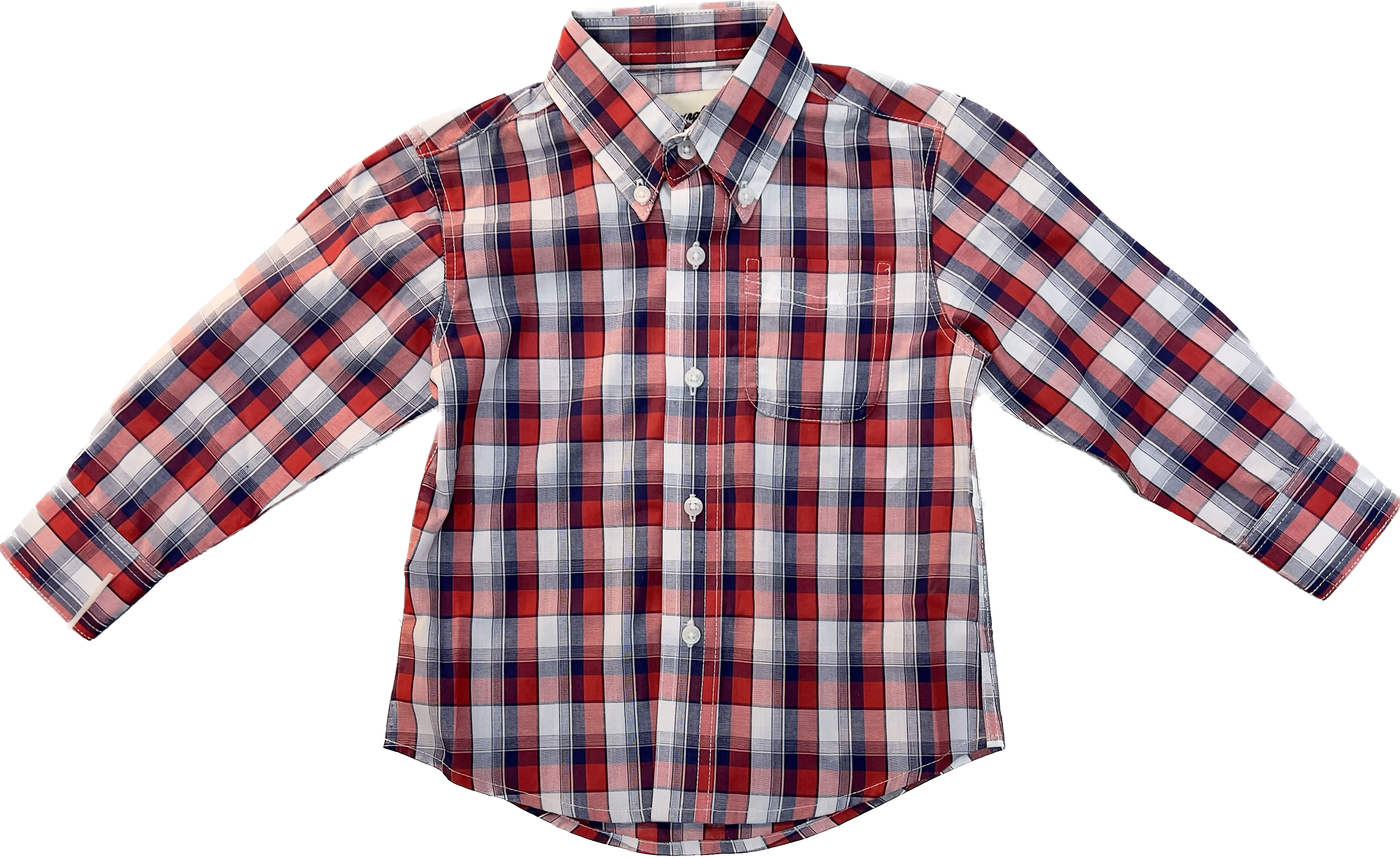 Wrangler Boy's Riata Plaid Classic Fit Button Up Shirt