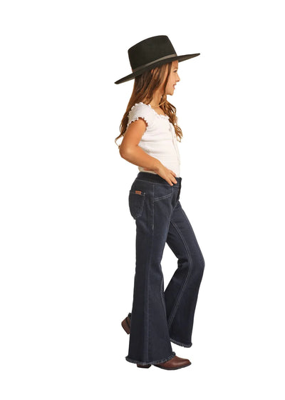 Rock & Roll Girl's Button Bell Bottom Jeans