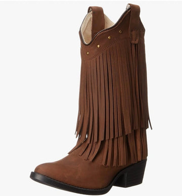 Old West Youth Girls Brown Fringe Boots