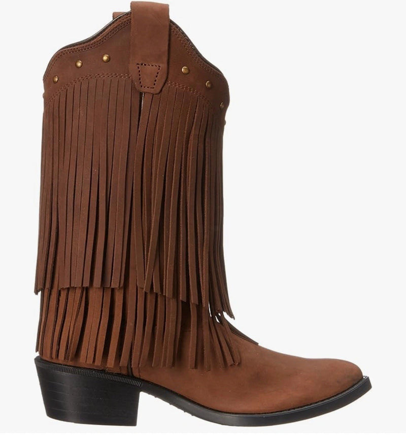 Old West Youth Girls Brown Fringe Boots
