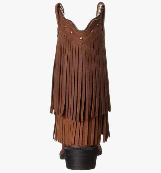 Old West Youth Girls Brown Fringe Boots