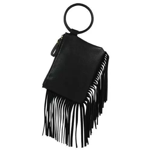 Tony Lama Western Black Wristlet w/Fringe