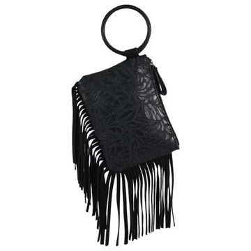 Tony Lama Western Black Wristlet w/Fringe