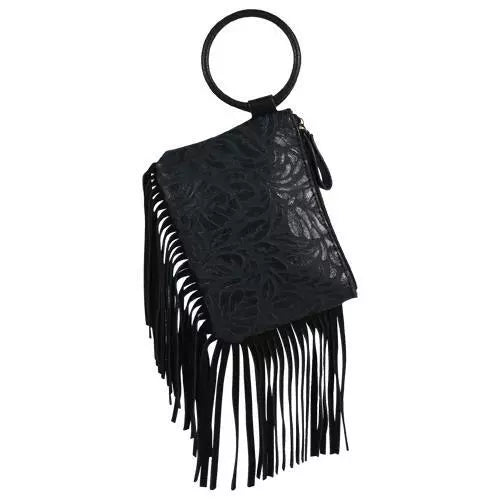 Tony Lama Western Black Wristlet w/Fringe