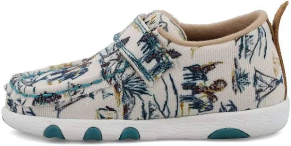 Twisted X Infant Hooey Ivory & Turquoise Driving Moc