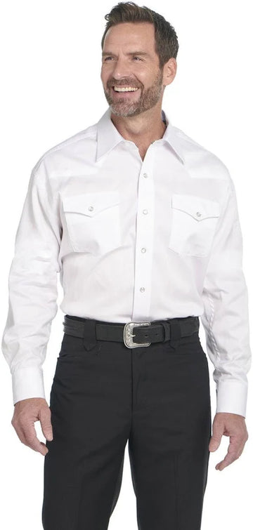 Circle S Men's White Long Sleeve Snap Shirt