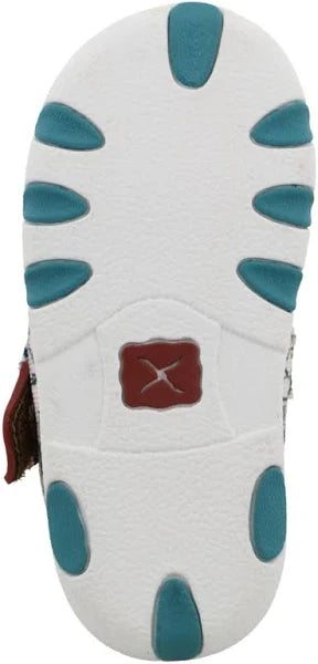 Twisted X Infant Hooey Ivory & Turquoise Driving Moc