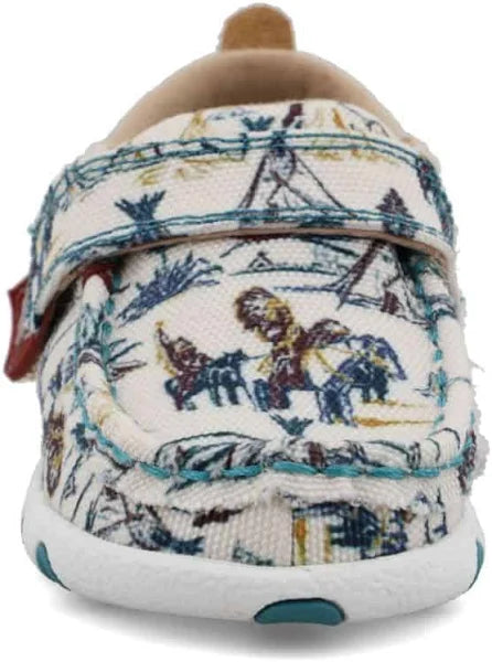 Twisted X Infant Hooey Ivory & Turquoise Driving Moc