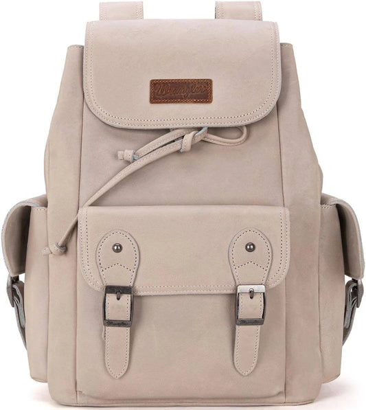 Wrangler 100% Genuine Beige Leather Backpack