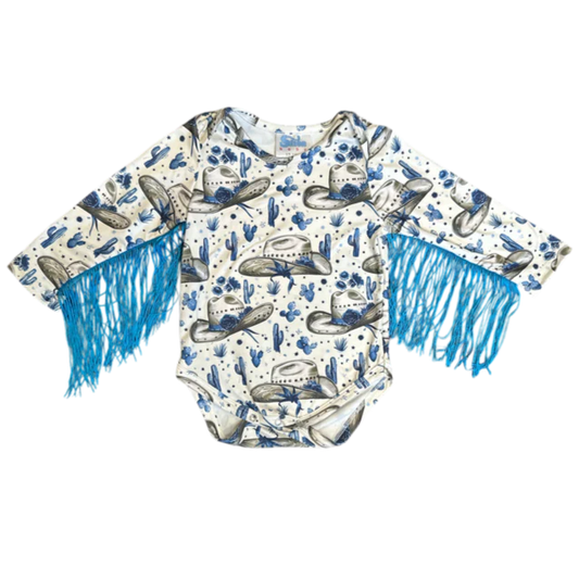 Shea Baby Infant/Toddler Rancher Cowgirl Long Sleeve Fringe Onesie