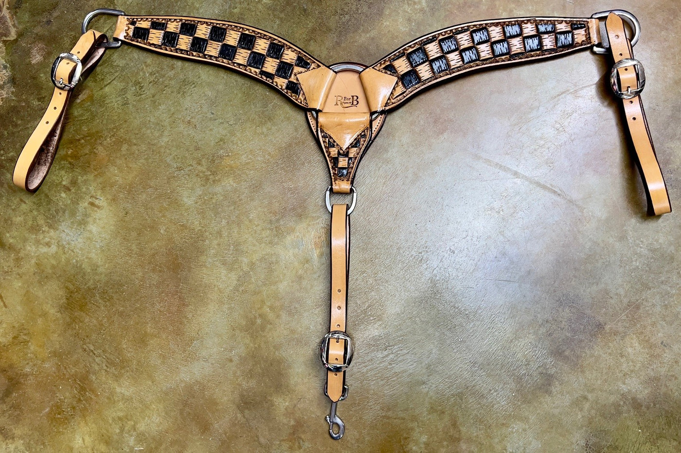 R Bar B Checkered Black Dye 3" Breast Collar