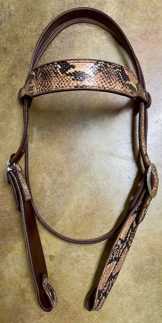 R Bar B Snake Print Browband Headstall