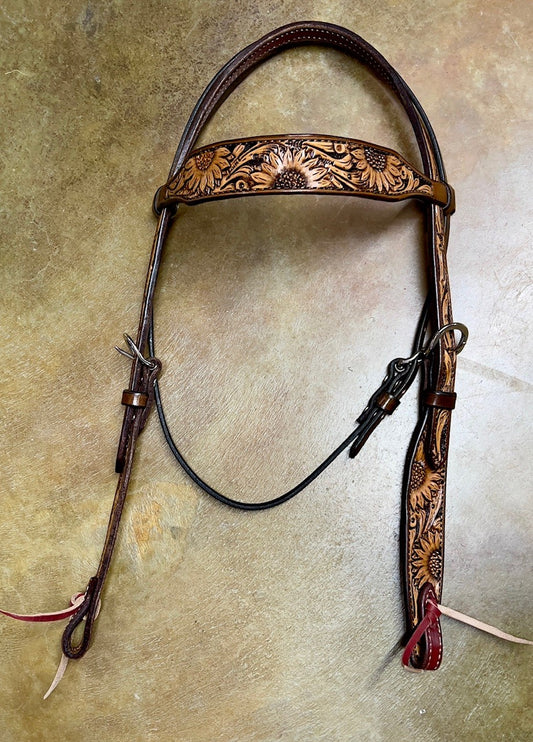 R Bar B Sunflower Vintage Browband Headstall