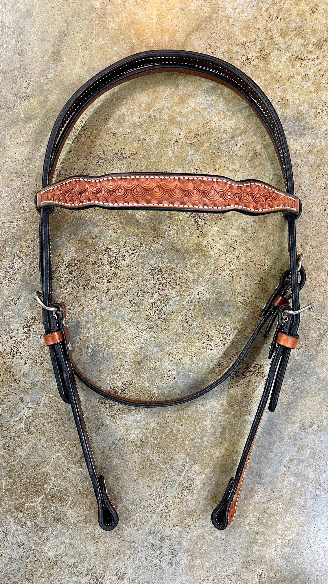 R Bar B Wifi Tooled Browband Headstall