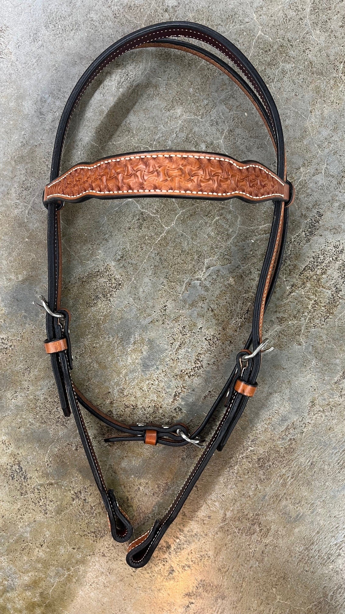 R Bar B Spider Tooled Browband Headstall