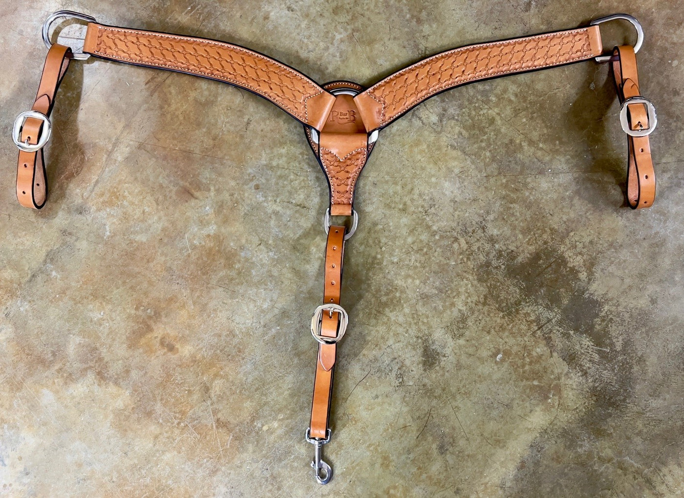 R Bar B 2" Breast Collar, Barbwire Link