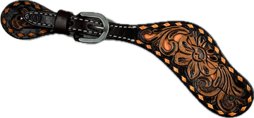 Circle Y Ladies Orange Inlay and Buckstitch Spur Straps
