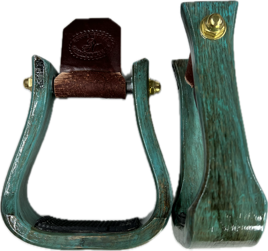 Nettles 2" Distressed Barrel Racer Gripper Stirrups