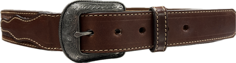 Heritage Leathers USA Men's Brown Basket Stamped Belt