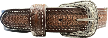 Sandoval Saddlery Medium Brown Spider Tooled Belt