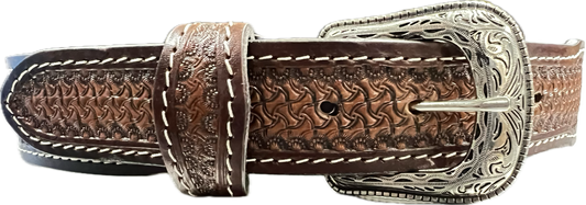 Sandoval Saddlery Medium Brown Spider Tooled Belt