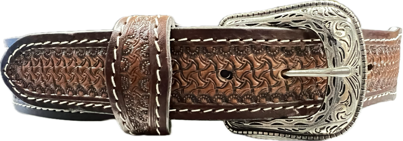 Sandoval Saddlery Medium Brown Spider Tooled Belt