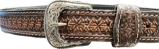 Sandoval Saddlery Medium Brown Tooled Leather Belt