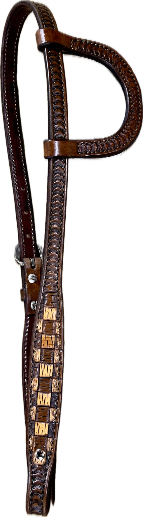 R Bar B Checkered Antique One Ear Headstall