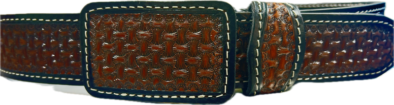 Sandoval Saddlery Chocolate Brown Large Basket Weave Tooled Leather Belt