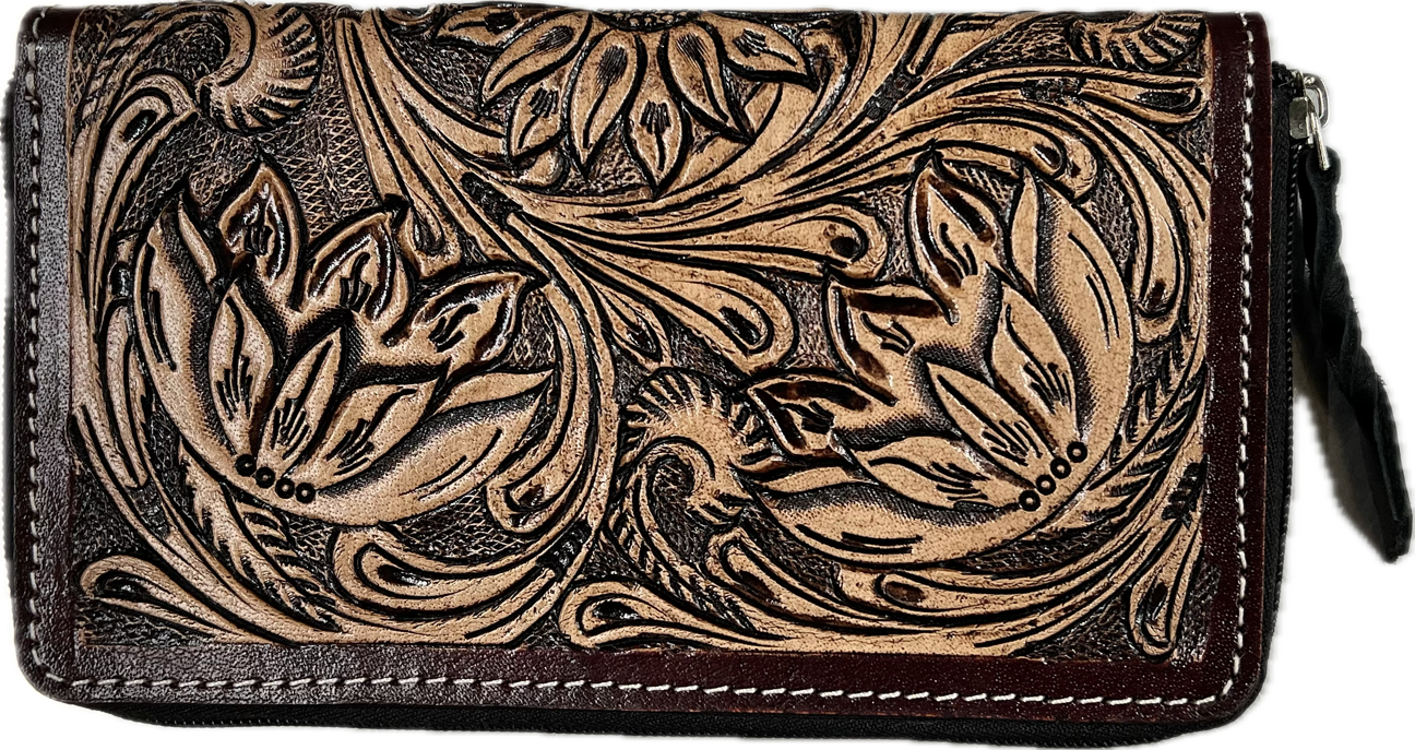 Tooled Leather Clutch