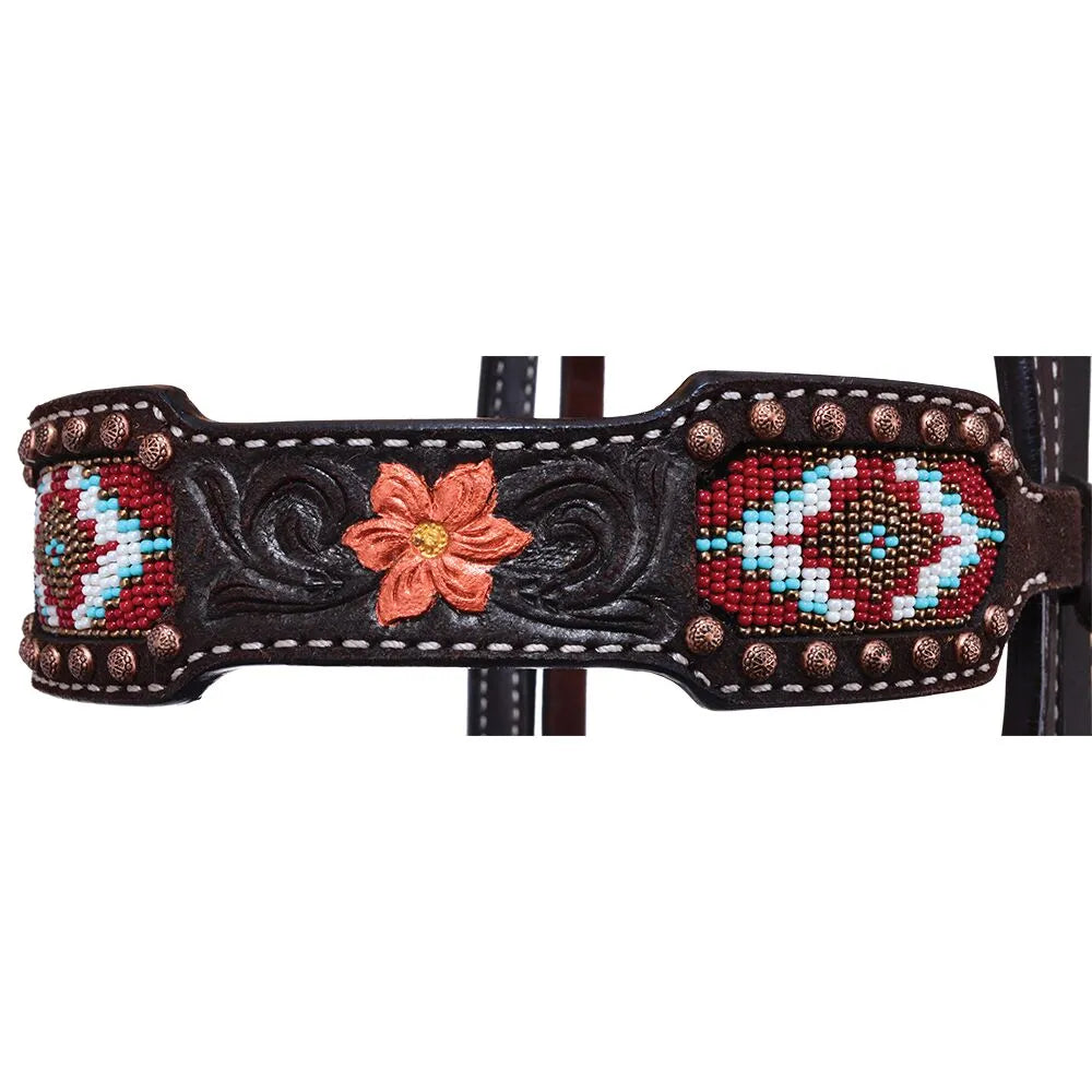 Circle Y Metallic Chocolate Roughout Browband Headstall
