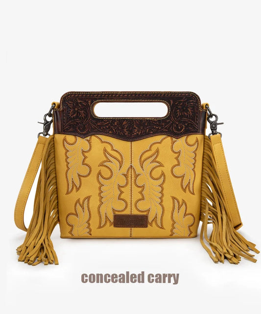 Wrangler Tooled Fringe Crossbody Bag