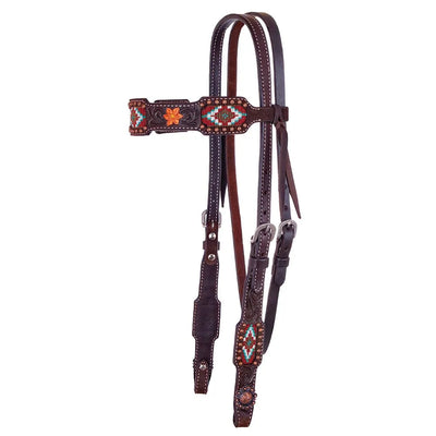 Circle Y Metallic Chocolate Roughout Browband Headstall