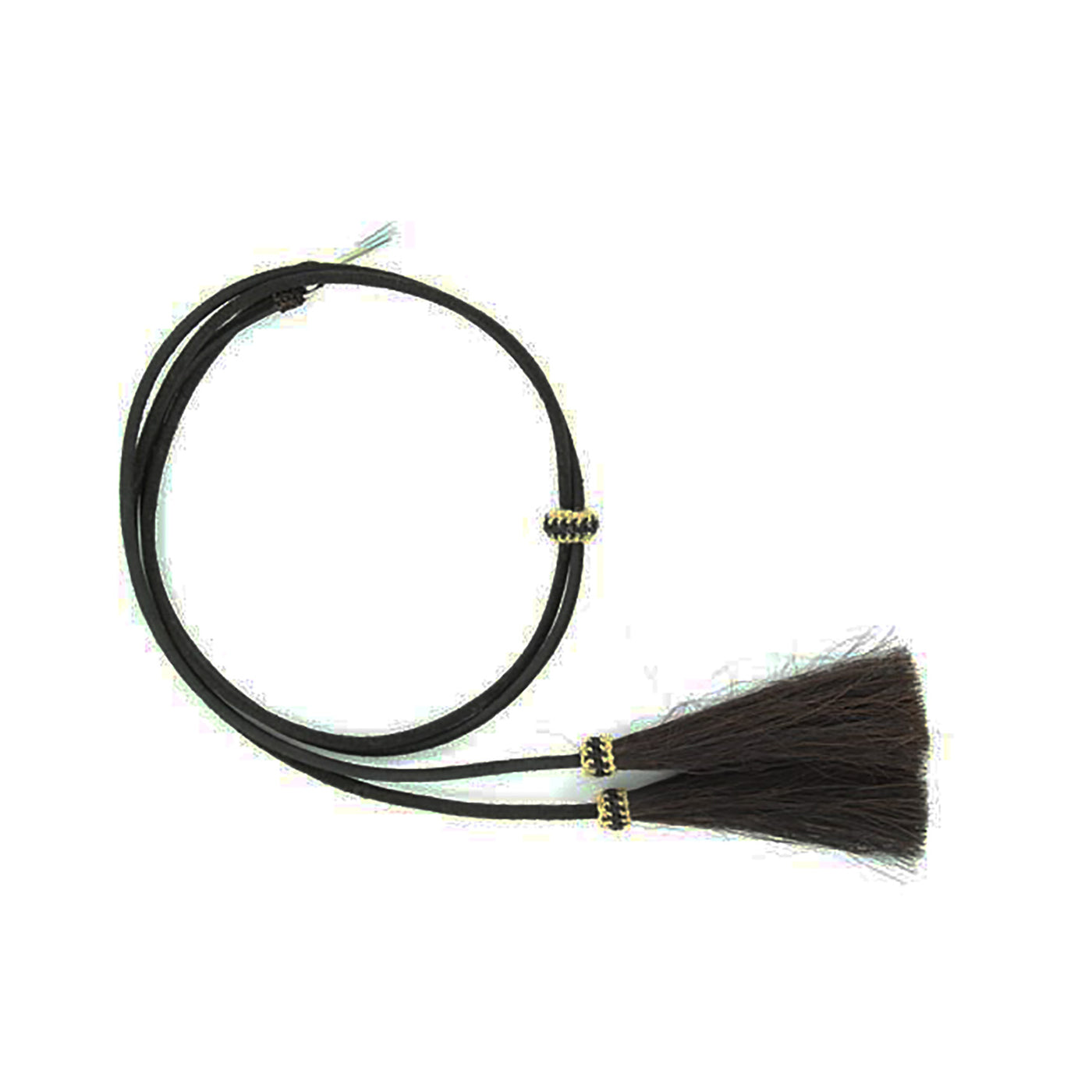 M&F Double S Stampede String w/Horsehair Tassels-Black