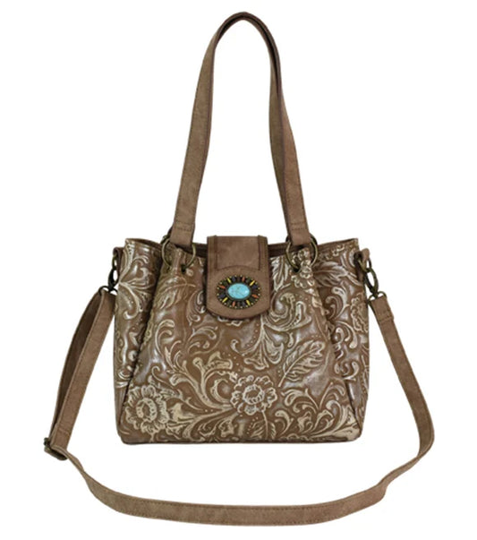 Catchfly Women's Embossed Tooling Shoulder Bag