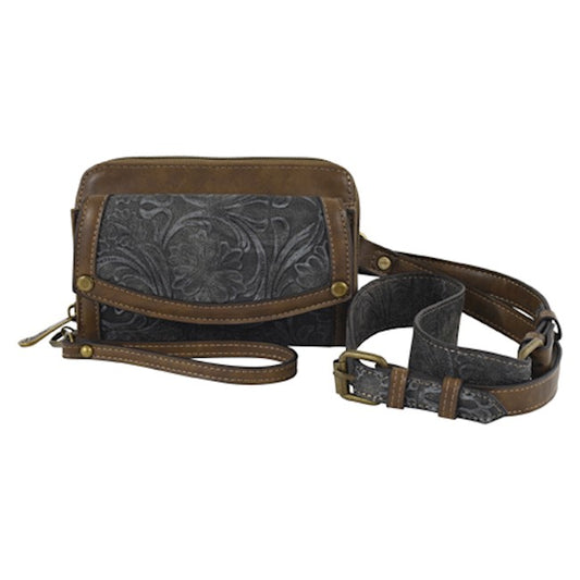 Justin Ladies Soft Black Wallet w/Shoulder Strap