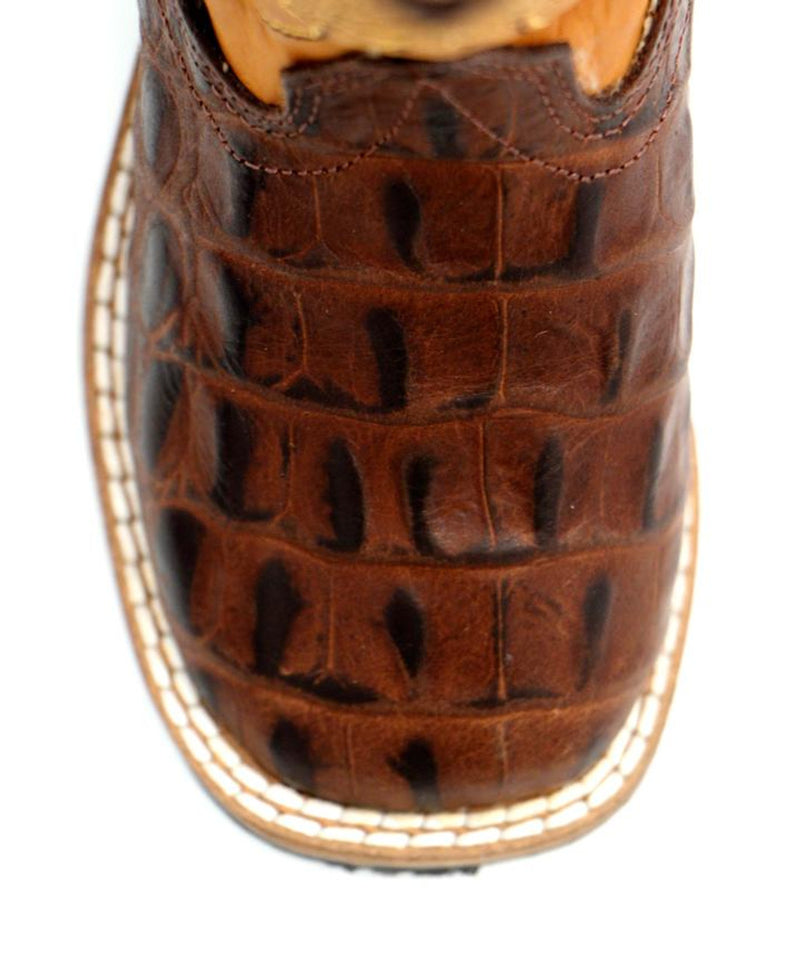 Old West Lil' Kid's Brown Caiman Gator Print Cowboy Boots