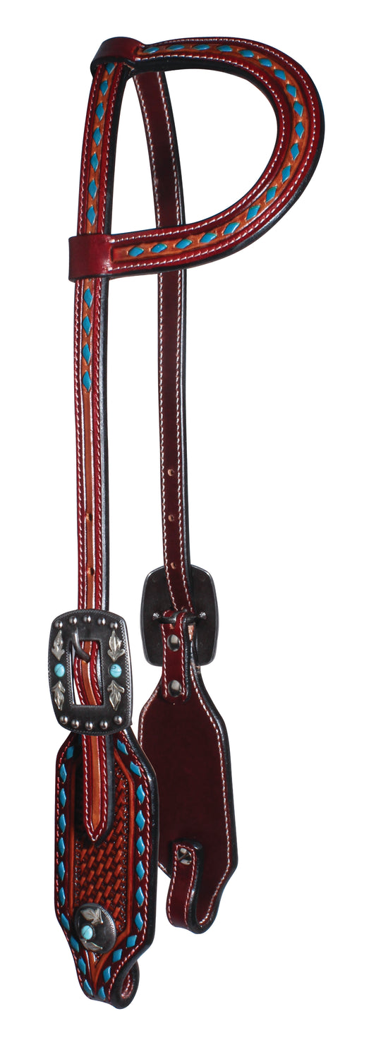 Professional's Choice Blue Basket Weave Single Ear Headstall