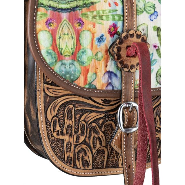 Tough1 Cactus Leather Saddle Bag