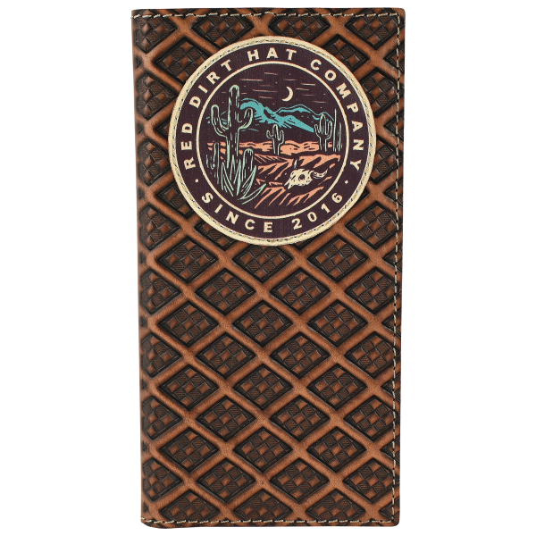 Red Dirt Hat Co. Leather Rodeo Wallet w/Desert Scene Logo Patch