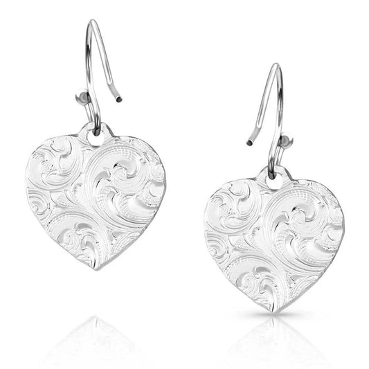 Montana Silversmiths Chiseled Heart Earrings