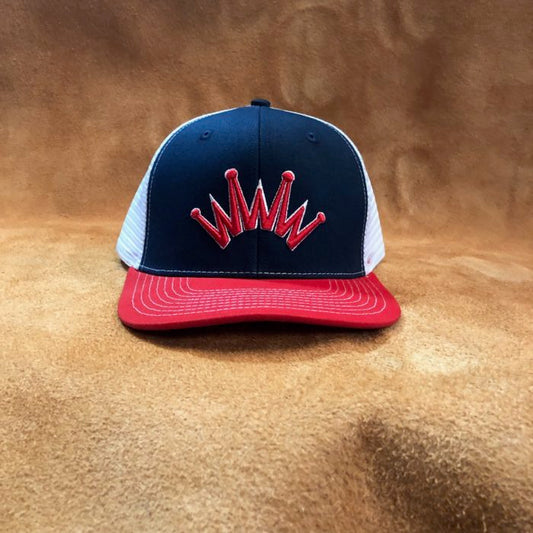 Best Ever Navy Red Flat Brim Puff Crown Ball Cap