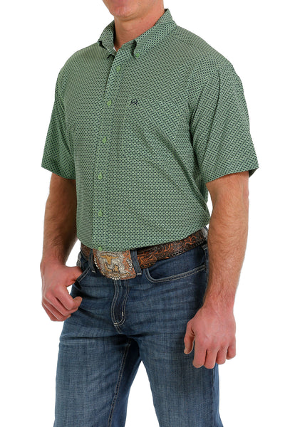 Cinch Men's ArenaFlex Printed Green Short Sleeve Shirt